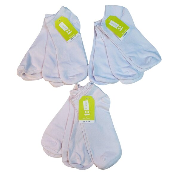 Crazy 8 Ankle Socks 9-Pack White Kids Size 3-5 - Picture 1 of 5